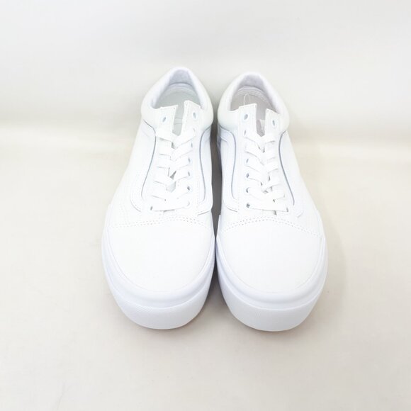 Vans Old Skool Stacked Platform Shoe Sneaker Canvas White Mens 7.5 / Womens 9 US - Picture 8 of 12